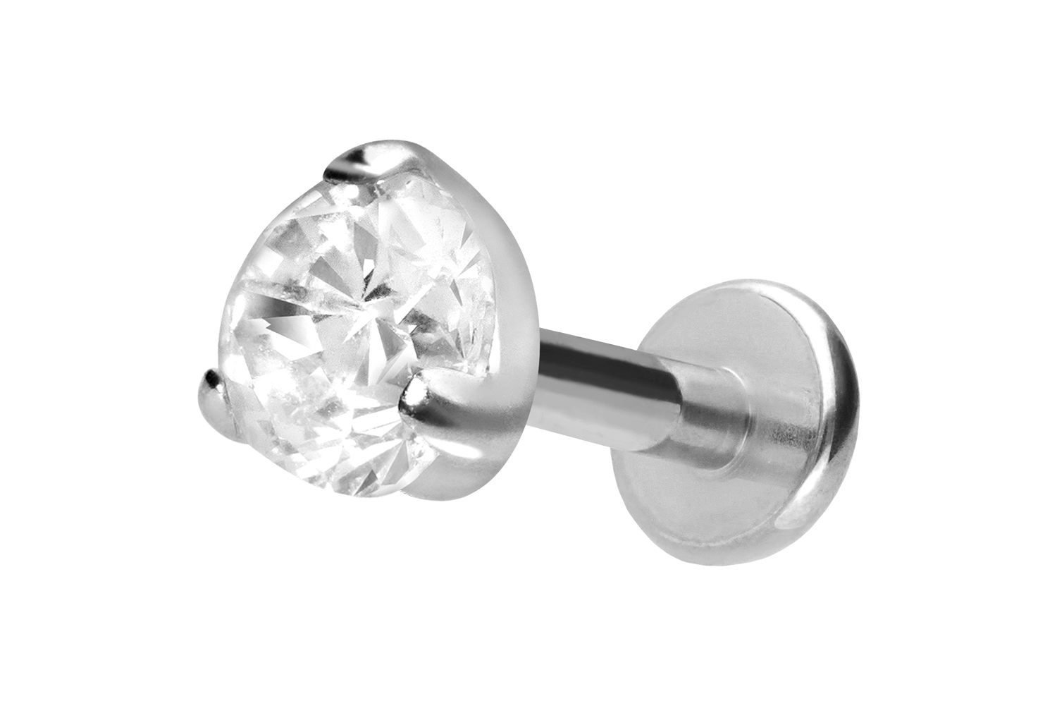 Titan Labret mit Innengewinde EINGEFASSTER KRISTALL
